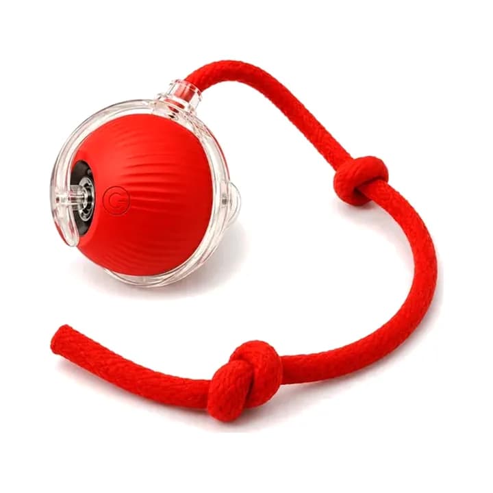 Bola vermelha com corda para cães e gatos